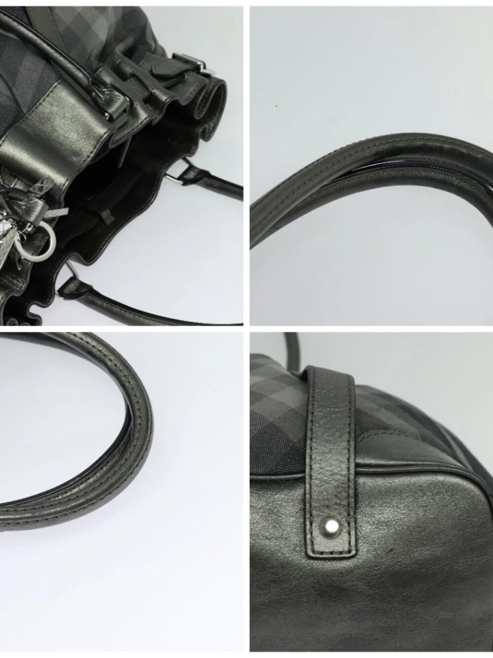BURBERRY Tote Bag Canvas Black Silver Auth am8188 - Picture 16 of 16